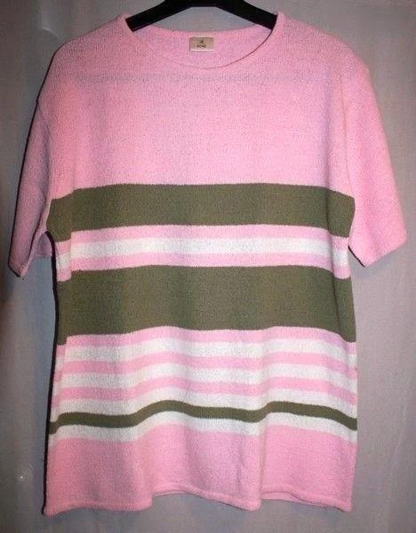 #Pull rose & vert M (40-42) (taille plutôt 44 voir les mesures)
